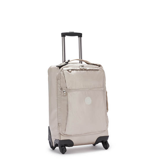 Kipling Darcey Small Metallic Carry-On Rolling Koffers Beige | België 1472IL